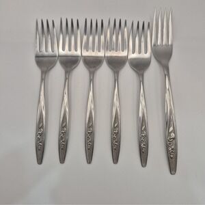 Vtg Superior Stainless Steel Flatware USA Radiant Rose Forks 5 Salad 1 Dinner